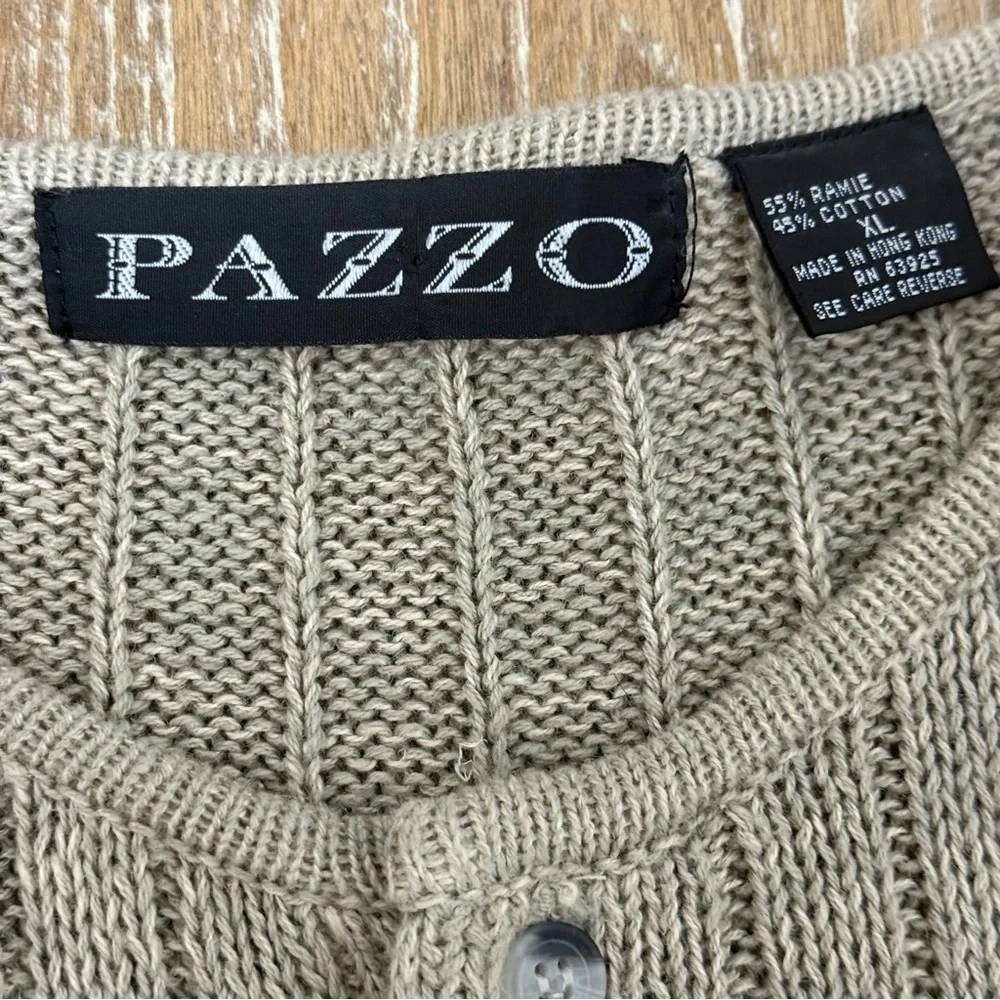 Pazzo Chunky Pullover Sweater Vintage Mens XL Ramie Cotton Henley Fisherman